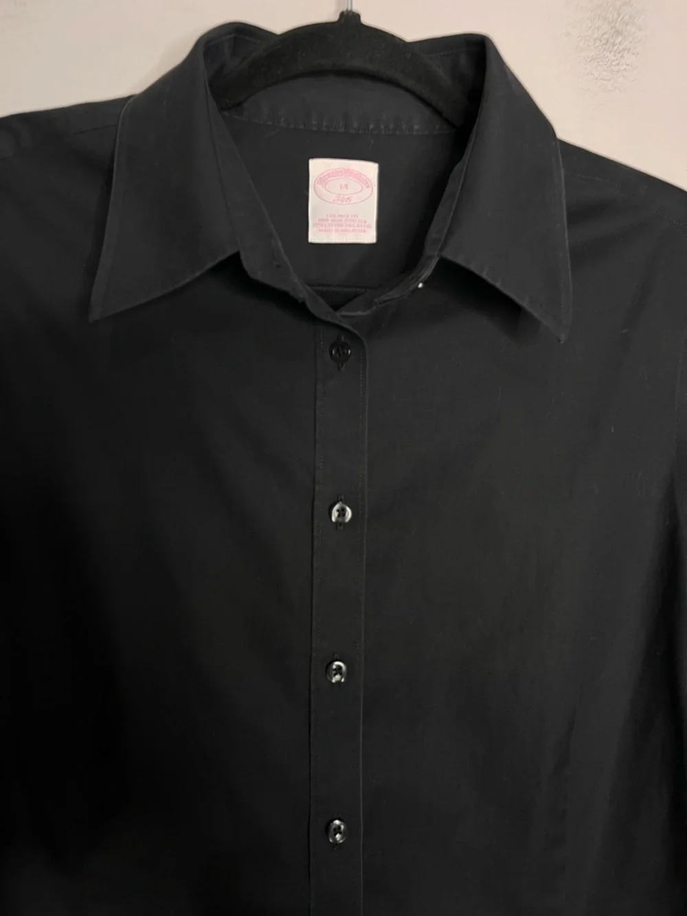 Brooks Brothers 346 Tailored Fit Cotton Stretch Black Tailored Button Up, sz 14 - Picture 3 of 10